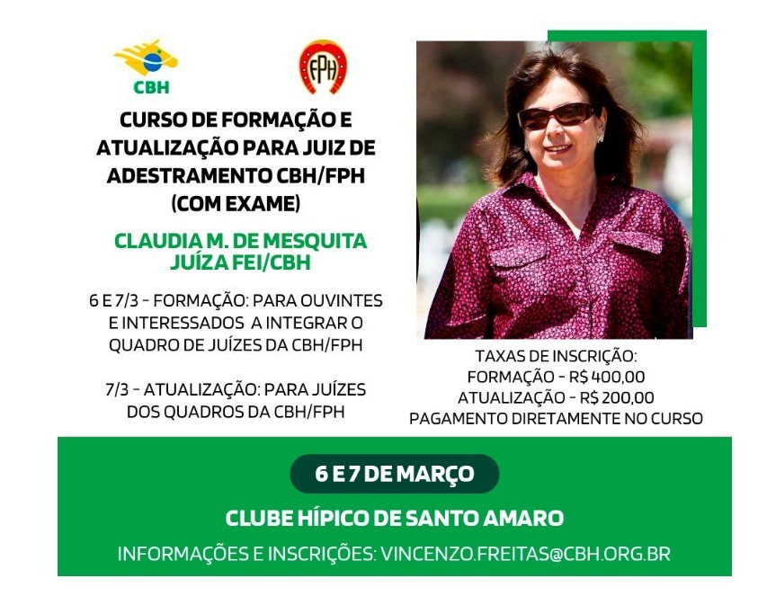Curso de formao e atualizao para juiz de adestramento CBH/FPH (com exame)